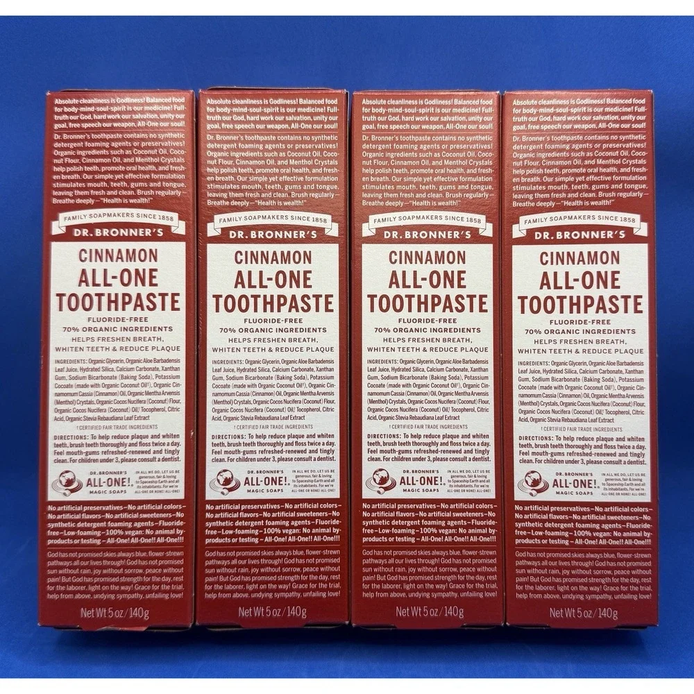 3 Pack! Dr Bronner's Cinnamon Organic All-One Toothpaste 5 oz. Fluoride Free